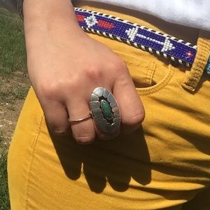 Antique Navajo green turquoise sterling ring